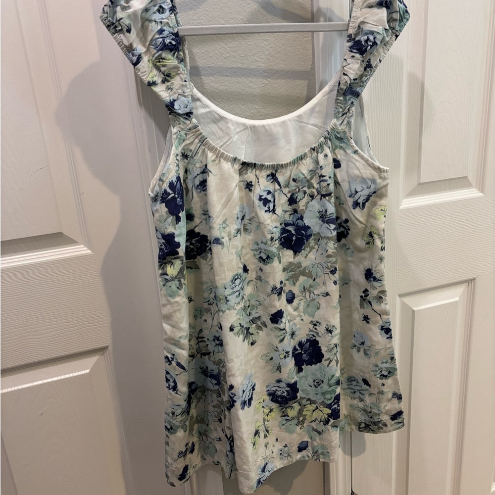 Free People Mini dress tunic Floral LINEN lined Size S FREE PEOPLE NWOT - Picture 2 of 4